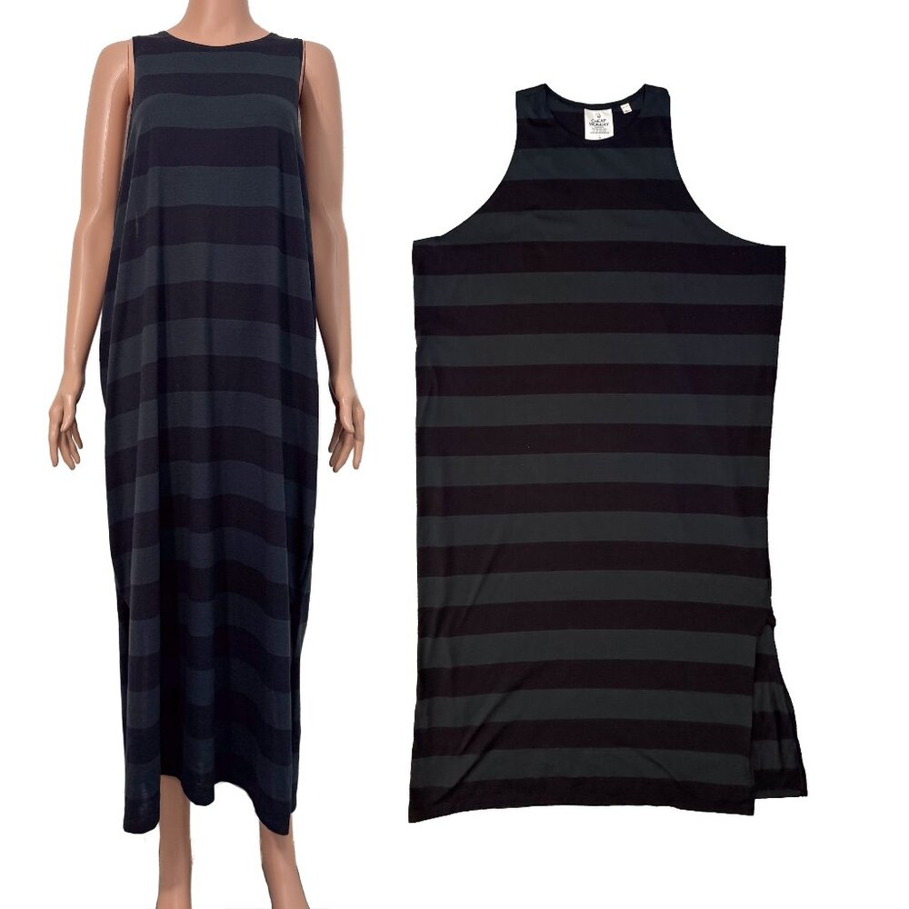 Cheap Monday Women’s Large Sleeveless Racerback Drop Sides Striped Ring Dress